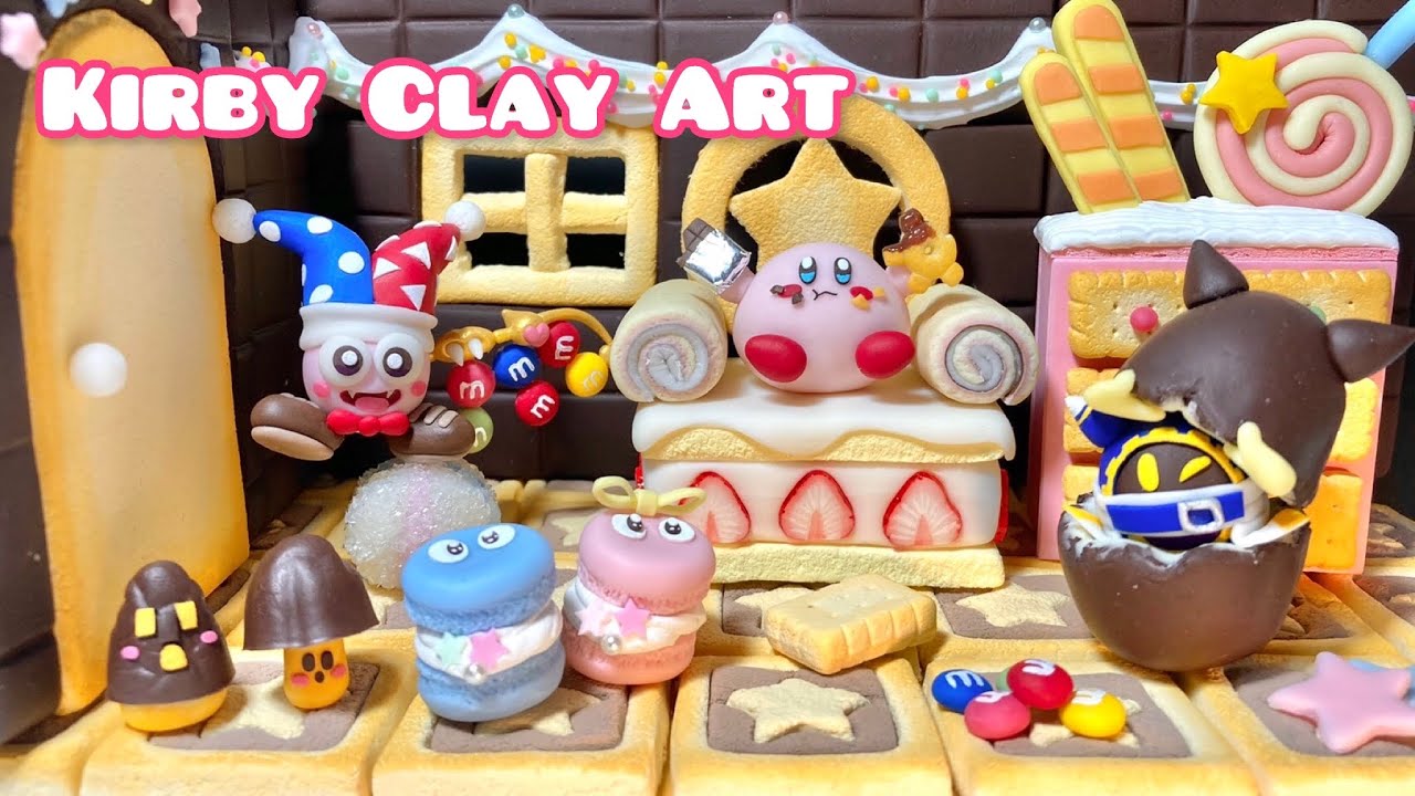 【粘土】お菓子の家で遊ぶカービィとマホロアとマルク作ってみた