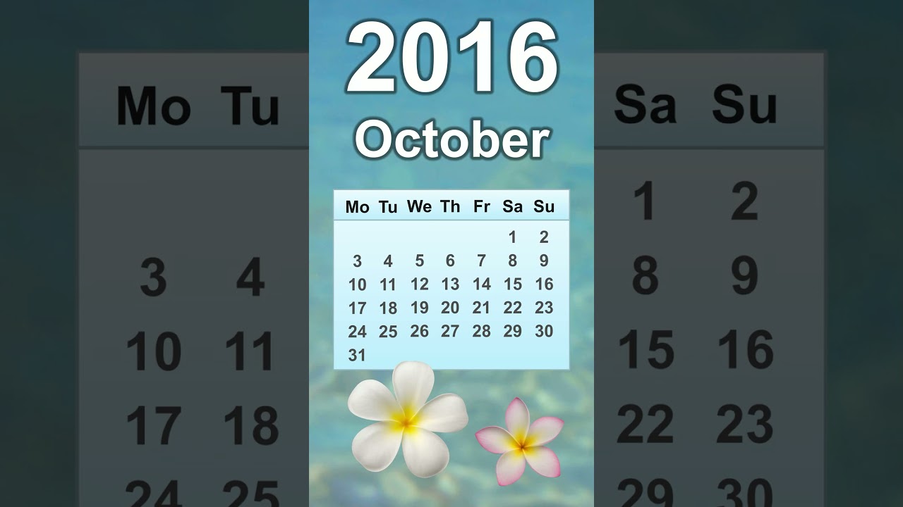 October 2016 Calendar