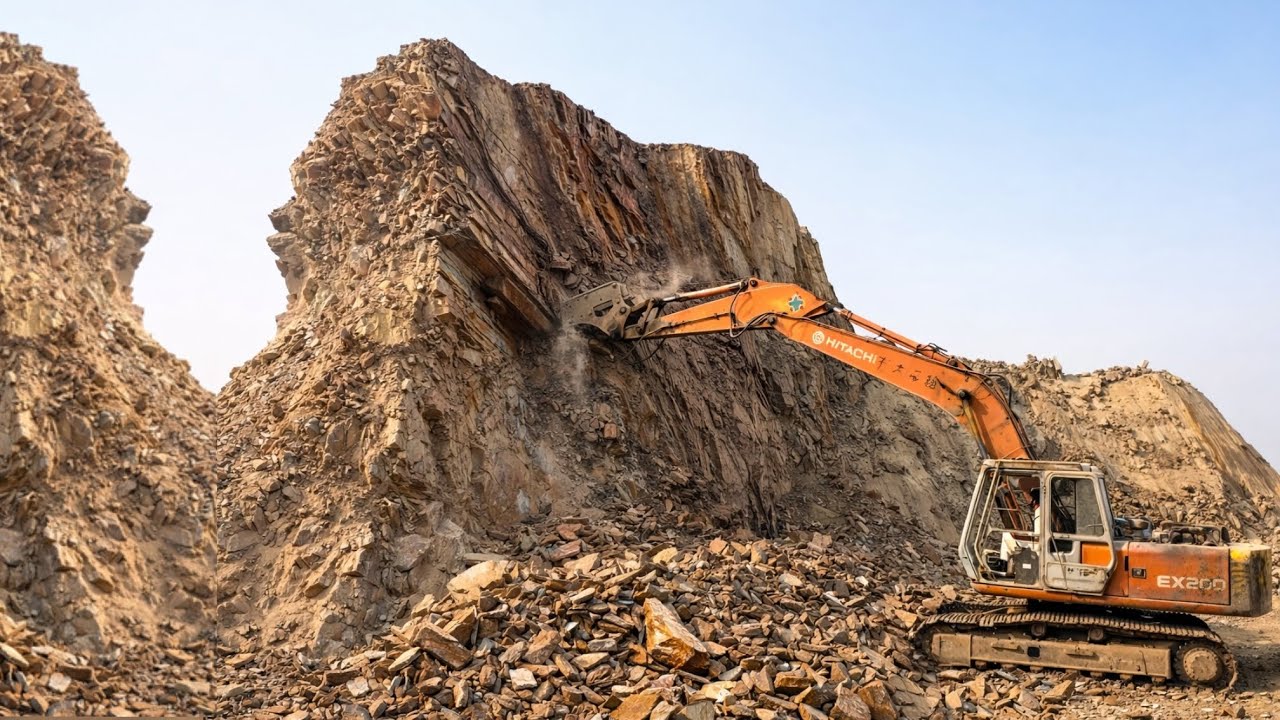 Massive Excavator Destroys Huge Mountain Rocks | Heavy Equipment Extreme Operator Skills! #excavator