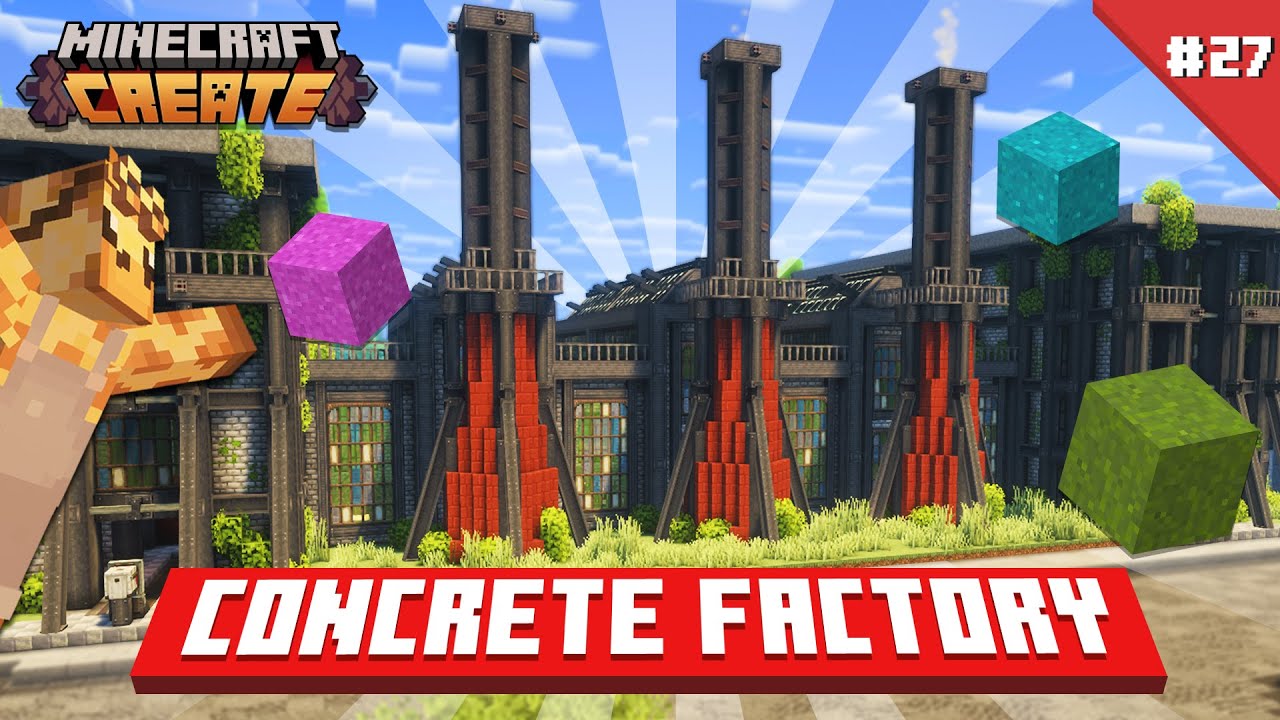 I Built a MASSIVE CONCRETE FACTORY in Minecraft Create Mod! [#27]