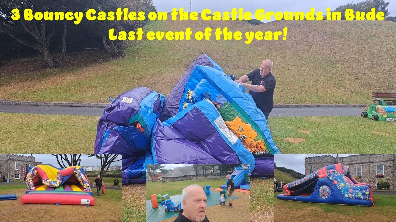 Rain nearly stopped the event! 3 Bouncy Castle inflatables in Bude. Last event of the year