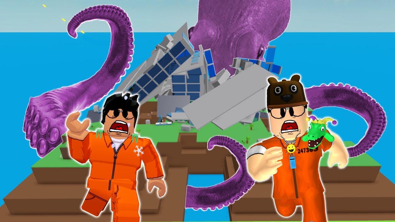 ROBLOX: UM POLVO GIGANTE INVADIU A PRIS&Atilde;O COM VELHOTE E NOVOTE DENTRO!
