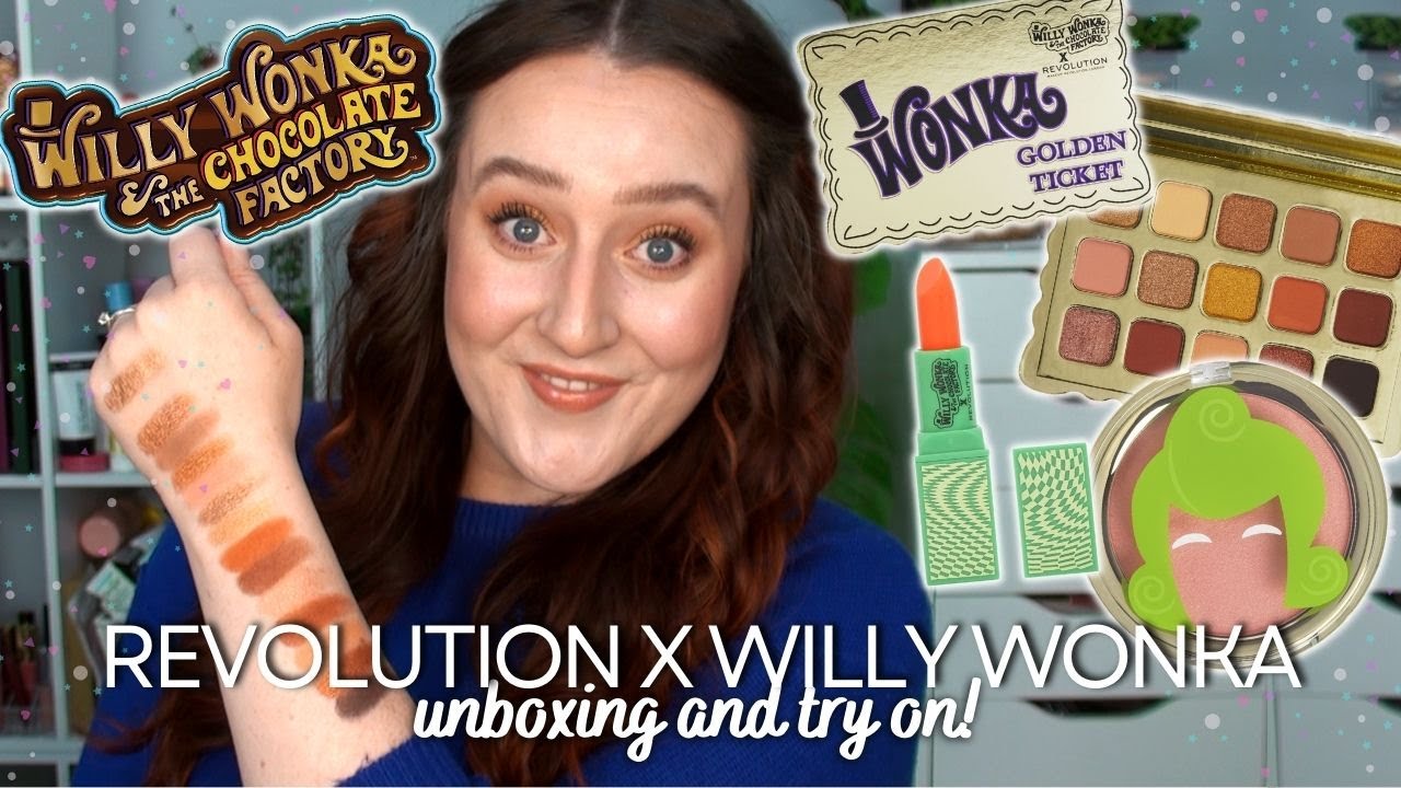 NEW WILLY WONKA X REVOLUTION MAKEUP! - Golden Ticket Eyeshadow Palette, Blush And Lip Stick Try On!