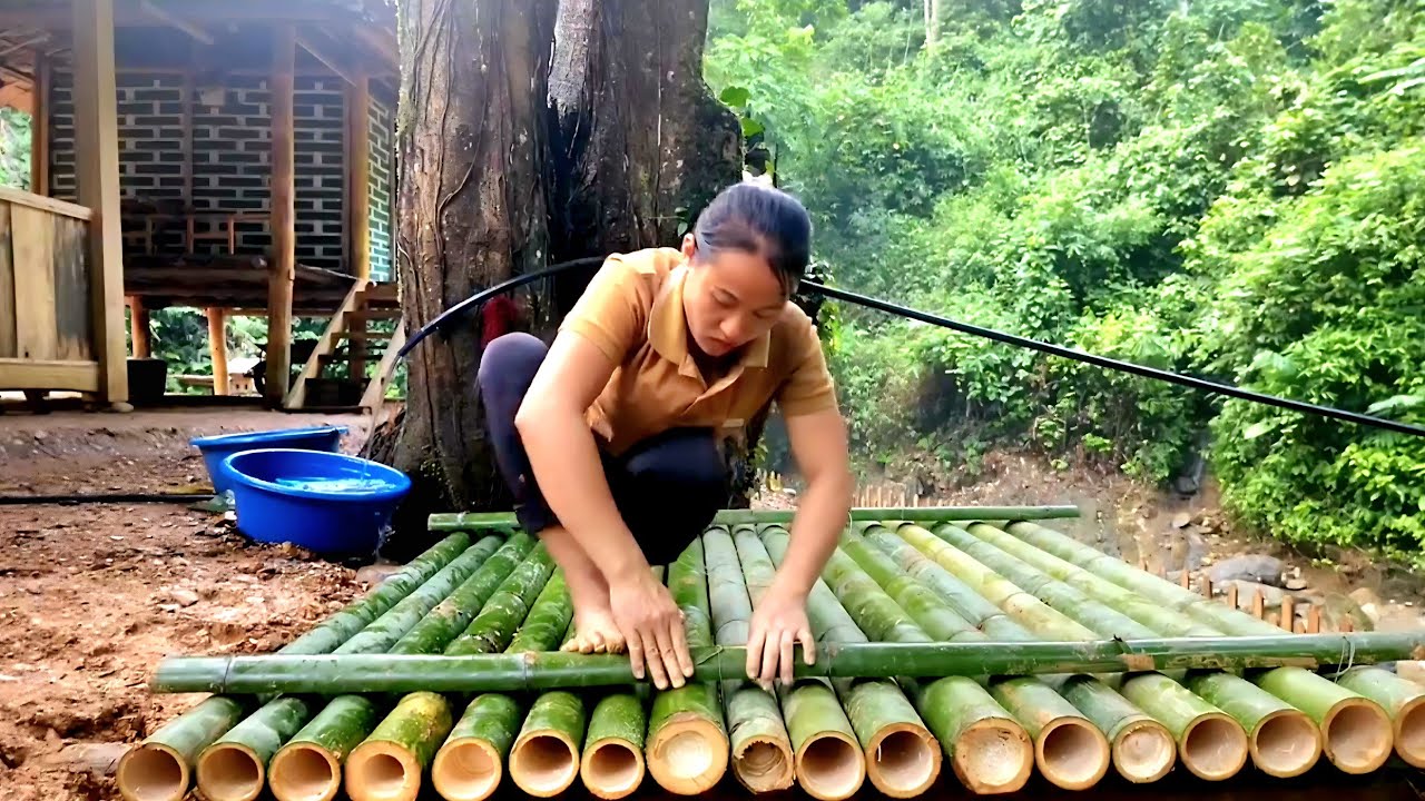 How to make a bamboo floor for washing dishes and doing laundry.