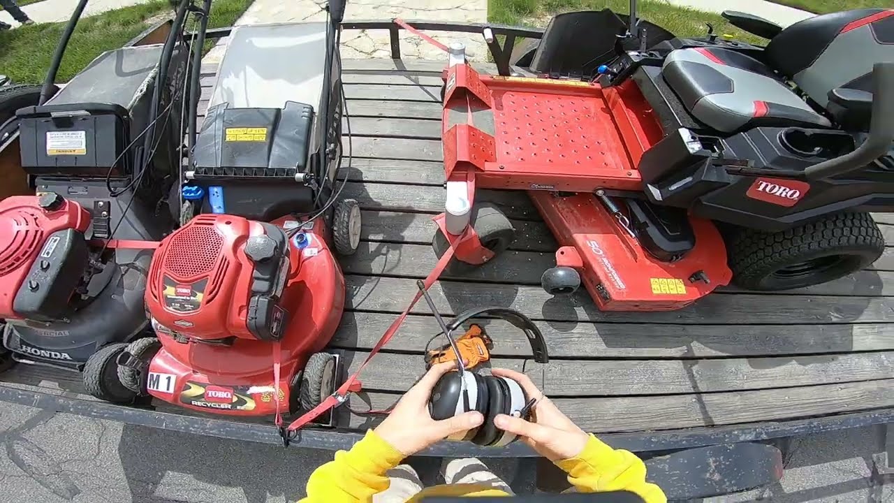 Lawn Care Series 1 -- Mowing Large Lawn with lots of obstacles! Using our Toro 50 inch Timecutter
