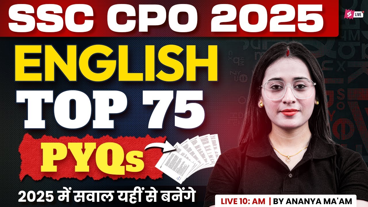 SSC CPO 2025 | SSC CPO English Classes | SSC CPO English Previous Year Paper by Ananya Ma'am