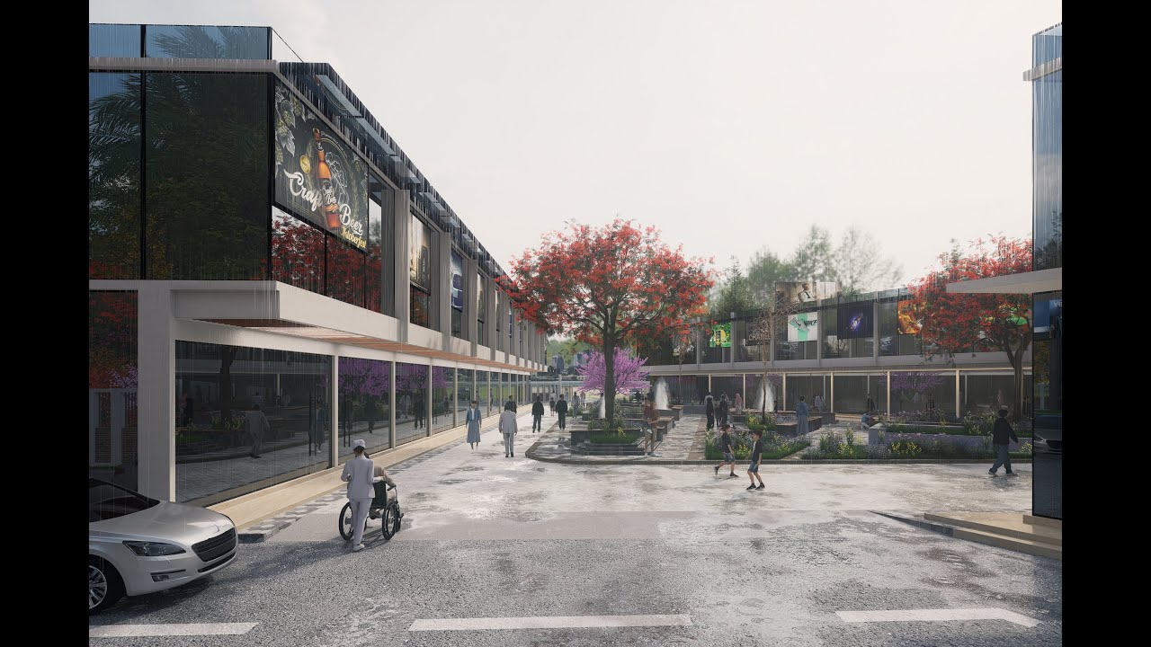 3D Architectural Walk-through for a Strip mall