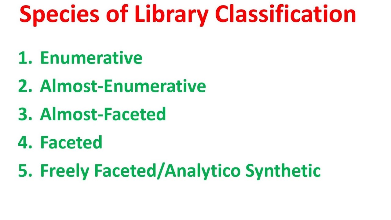Species of Library Classification (Part 1)