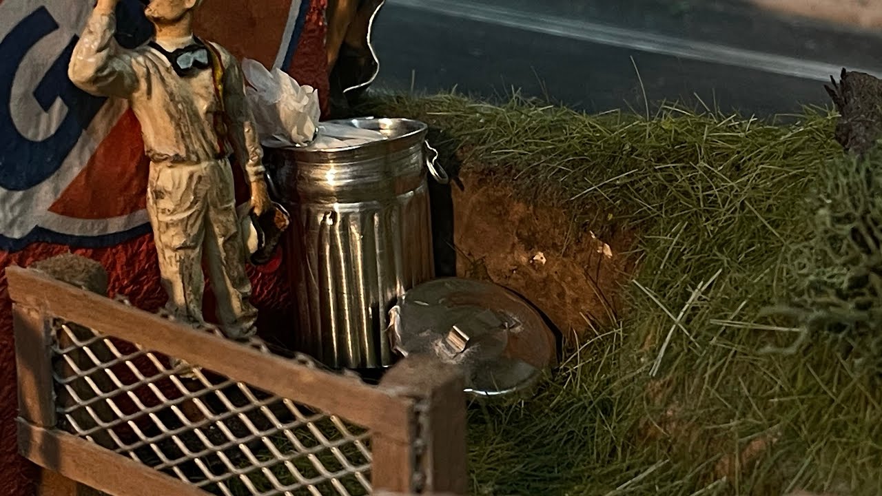 How to build realistic metal garbage cans for your slot car layout scenery