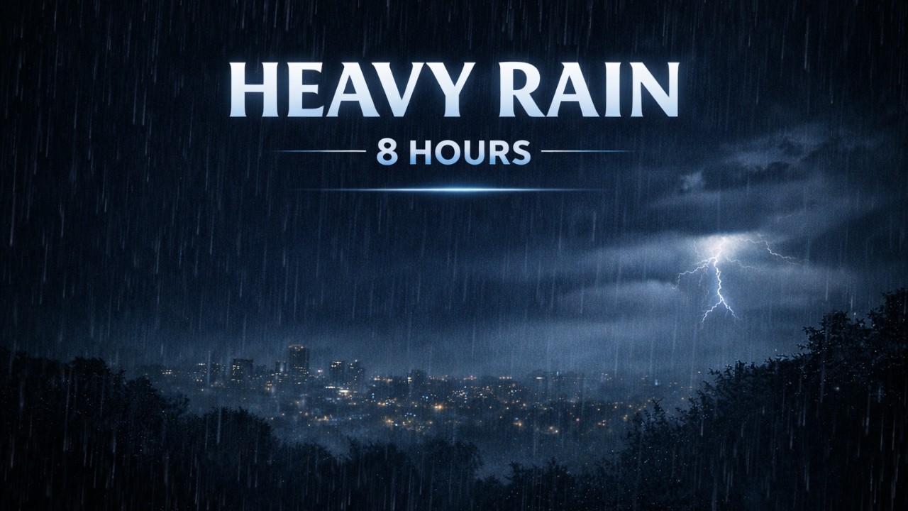 Heavy Rain with Distant Thunder 🌧️ 8 Hours | Deep Sleep & Night Storm Sounds