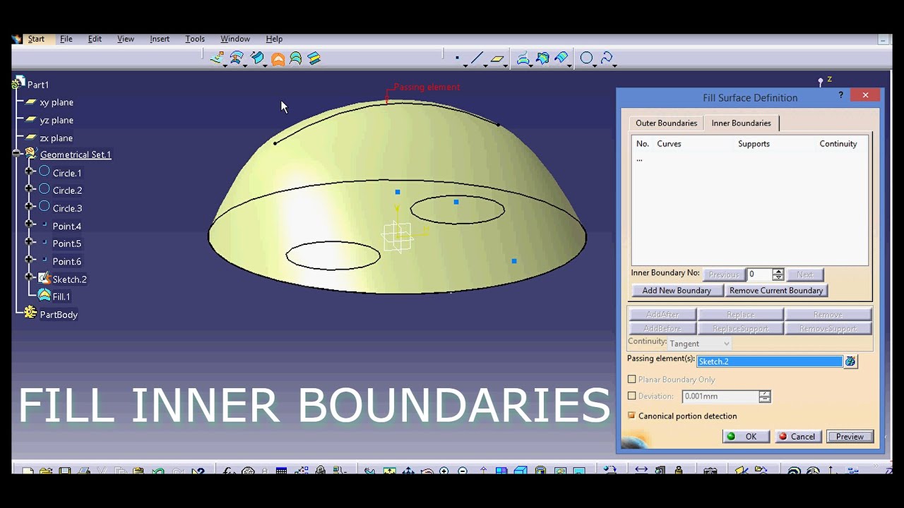 FILL INNER BOUNDARIES   -   CATIA V5  - CATIALOG