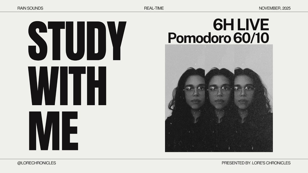 REAL-TIME ✰ 6H Study With Me ⏳ Pomodoro 60/10 | Intense Focus & Productivity ✰ Rain Sounds ✰