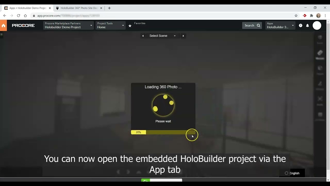 HoloBuilder 360&deg; Photo Site Documentation Embeddedb App on Procore