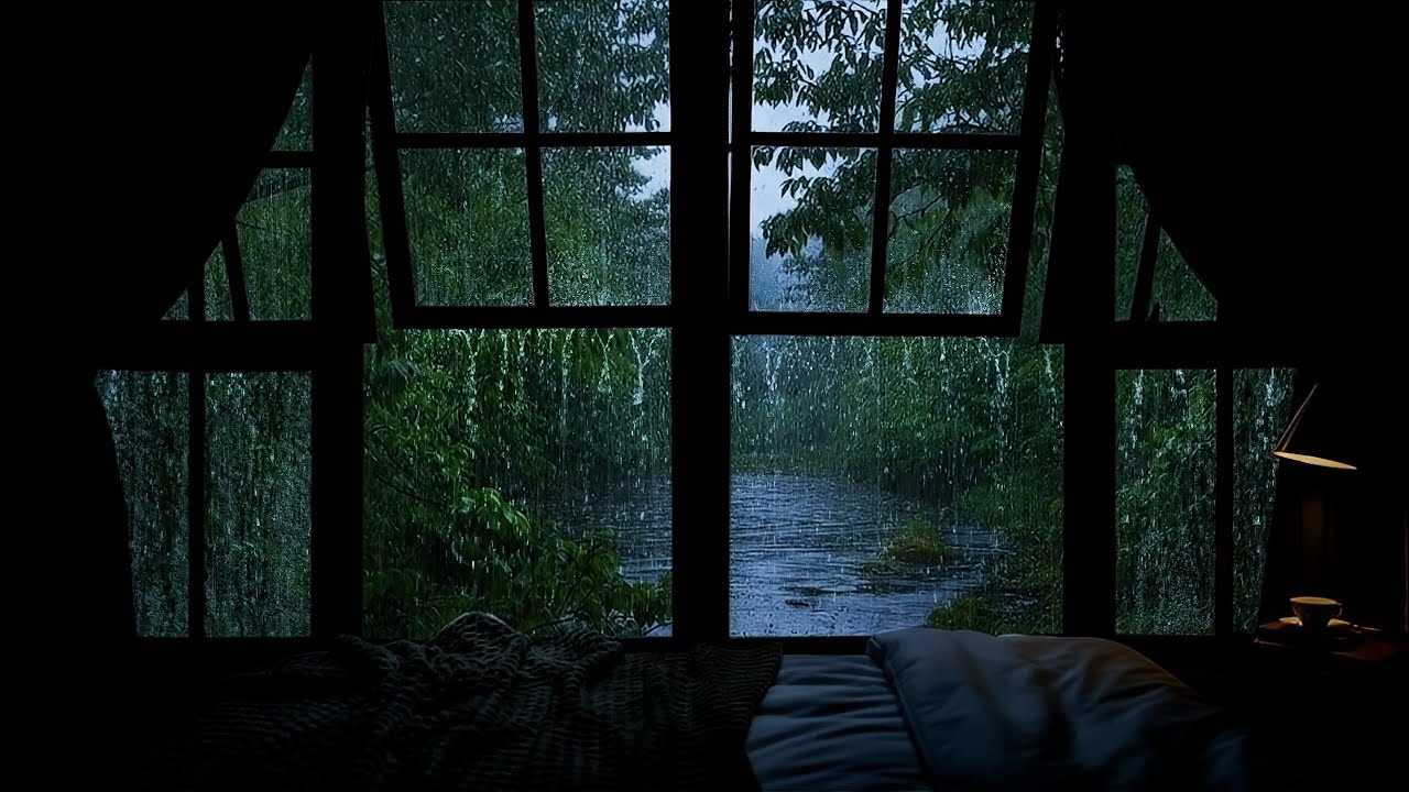 Sleep Instantly Without Tossing | Gentle Rain on outside a Window to Tinnitus Relief & Deep Rest