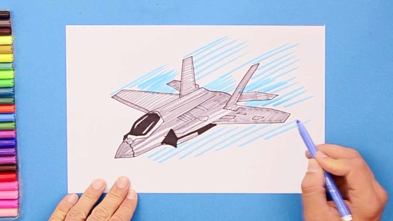 How to draw F-35 fighter plane
