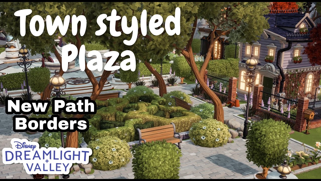 NEW PATH BORDERS!!//TURNING MY PLAZA INTO A TOWN//DISNEY DREAMLIGHT VALLEY//SPEED BUILD//PART ONE