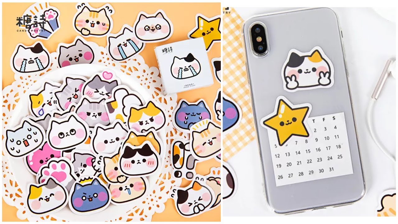 DIY | How To Make Kawaii Cat Stickers At Home? Handmade Cute Cat Stickers For Kids | School Hacks