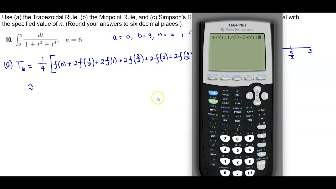 Math 1B 5.9.010 Use Trapezoidal, Midpoint & Simpson's Rule to Approximate the Integral
