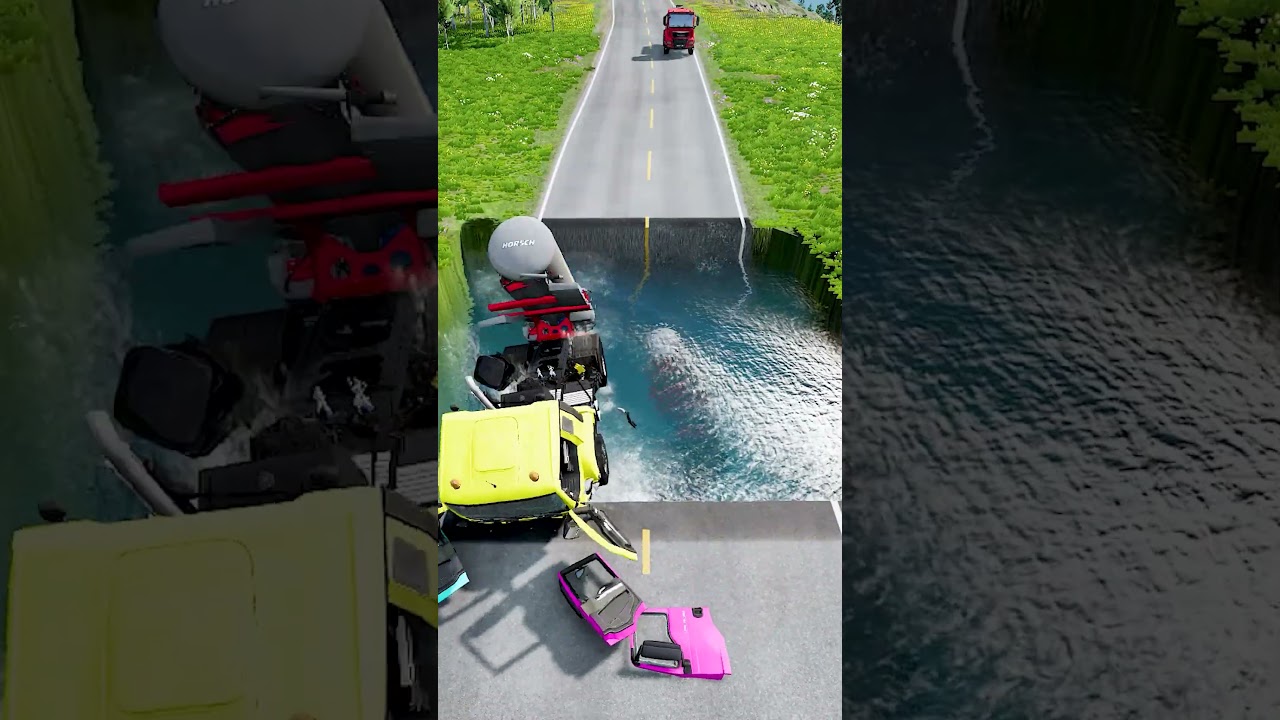 Tanker trucks vs Large water pit #106 | BeamNG Peak | #monstertruck #beamngcrash