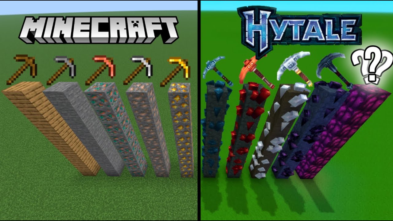 HYTALE vs MINECRAFT pickaxe is the fastest ?