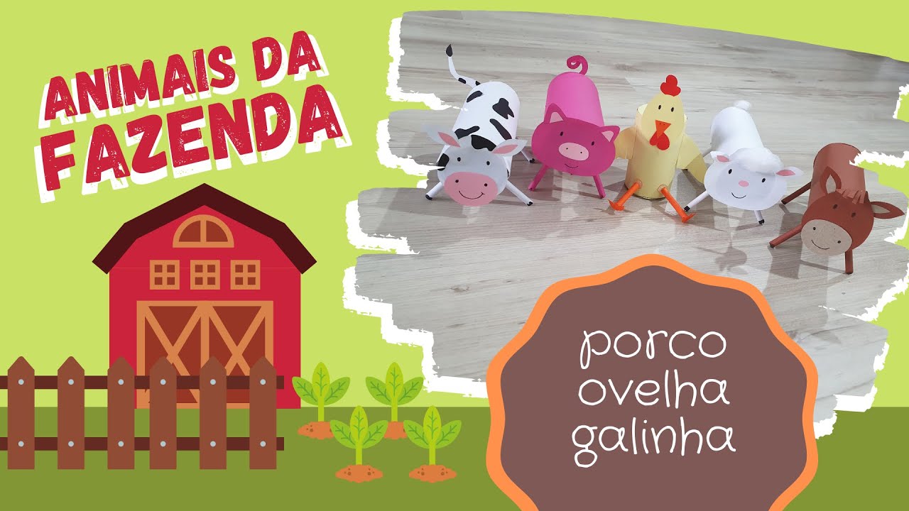 Como Fazer Animais da Fazenda : Passo a Passo Porco, Ovelha e Galinha com Rolo de Papel