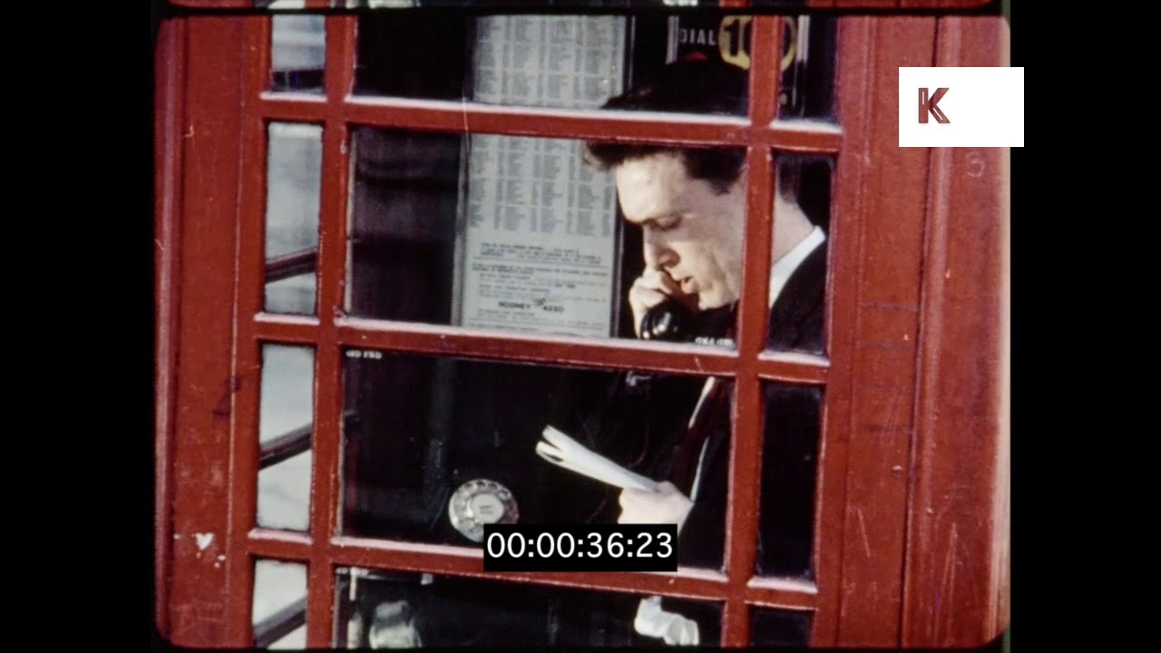 Red Telephone Box, Pillar Box, 1950s, 1960s London, HD