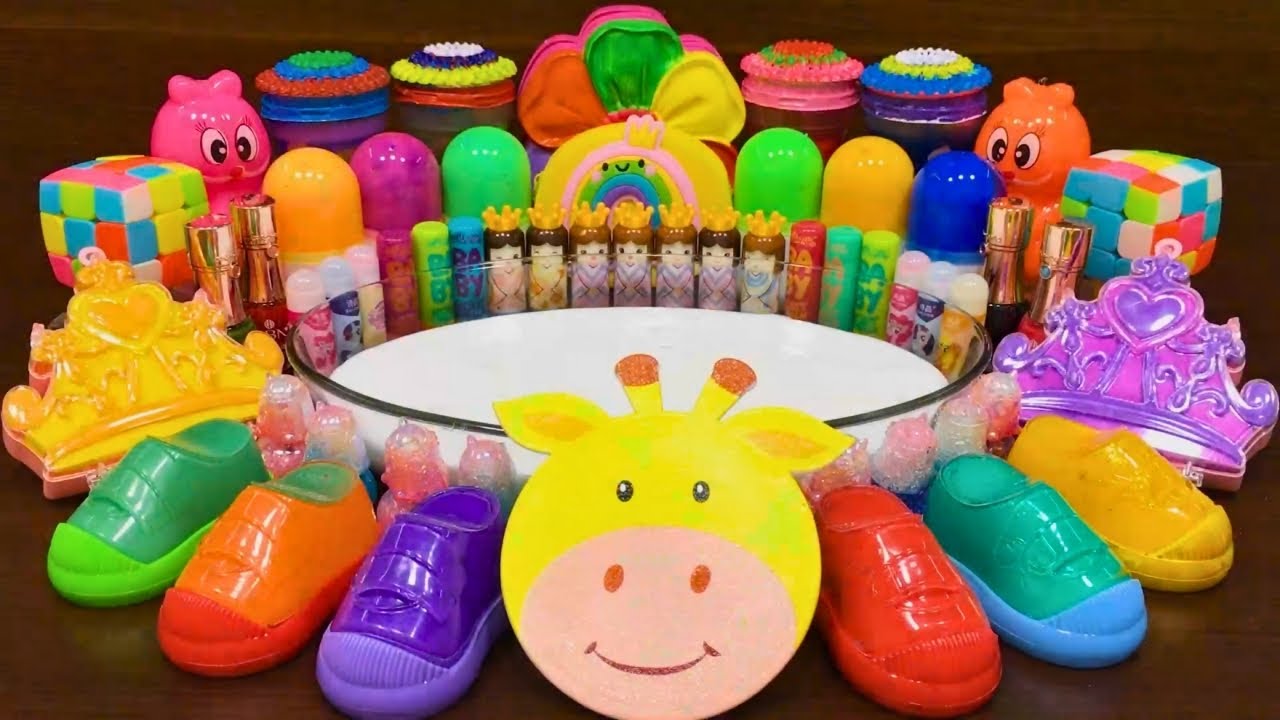 LIVE: Slime Mixing Rainbow Glossy Slime – Makeup, Clay, Beads & Charms #212