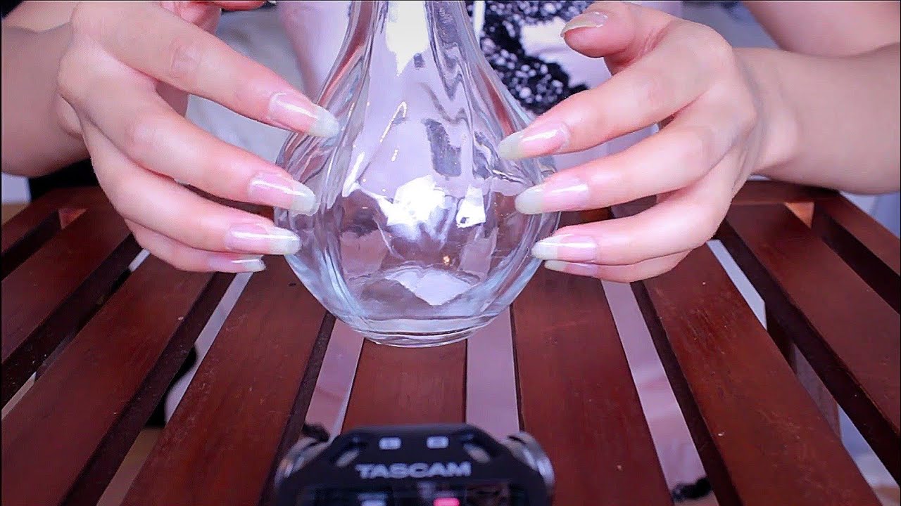 ASMR ~ Long Nails Tapping on Glass & Ceramic (No Talking)