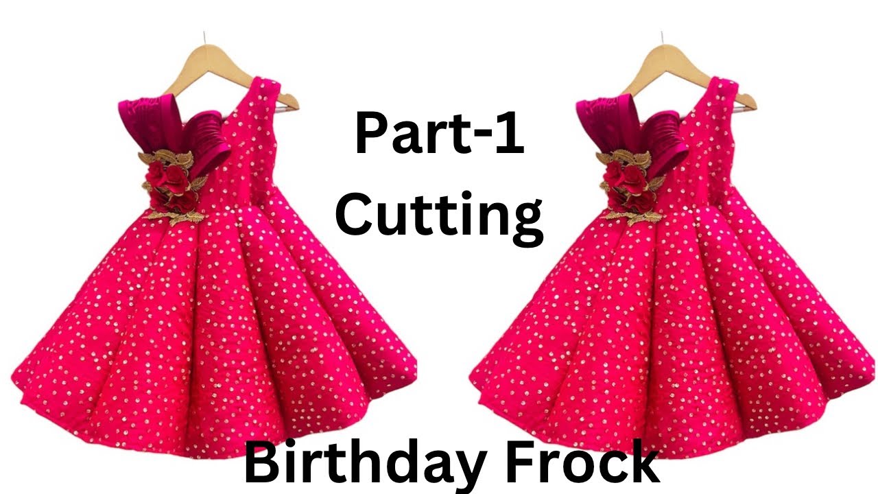 Birthday baby frock Cutting and Stitching |Structured Shoulder Panel frock|Ball gown making for 1 yr