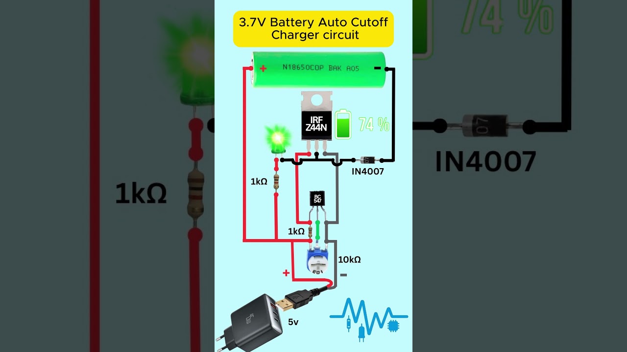 3.7V Battery Auto Cutoff Charging Circuit #Shorts #charger #automatic