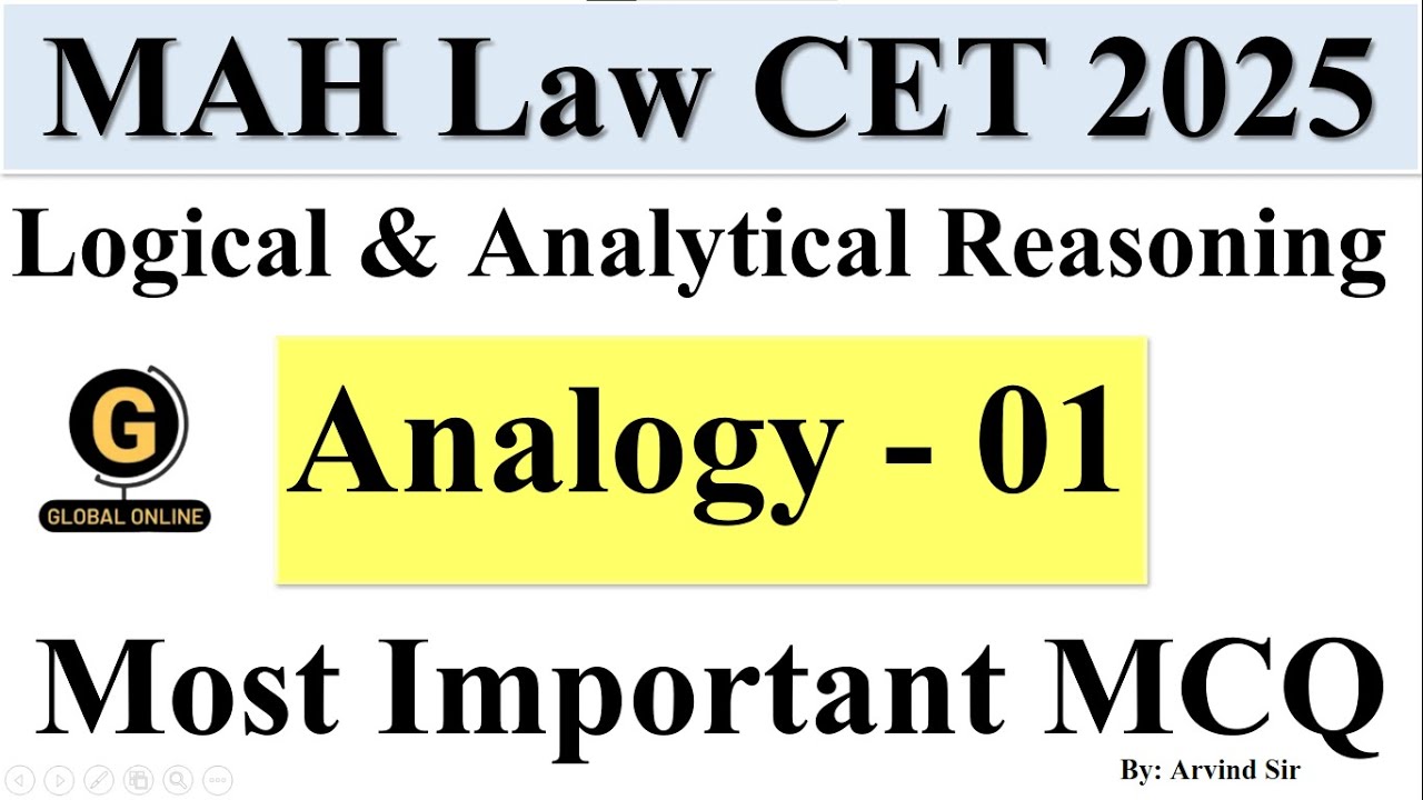 MAH Law CET 2025 Important MCQ I Logical And Analytical Reasoning I Analogy Part 1