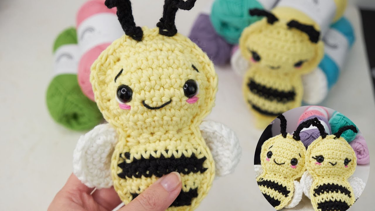 How to crochet a cute bumble bee! Easy ragdoll bee pattern - Cute amigurumi bee