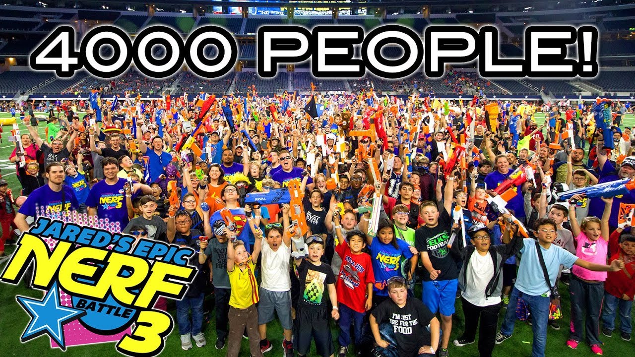 WORLDS LARGEST NERF WAR WITH OVER 4000 PEOPLE! (Jared's Epic Nerf Battle 3!)