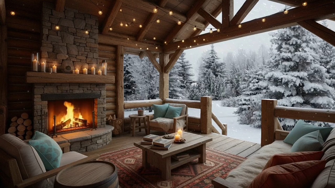 Cozy Cabin Jazz by the Fireplace ❄️🔥 | Snow Falling Outside While Everything Feels Right