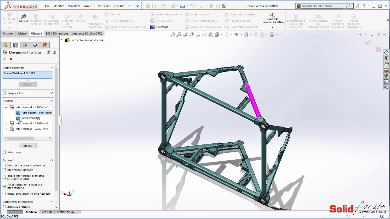 SolidWorks 2019: Rilevamento Interferenze