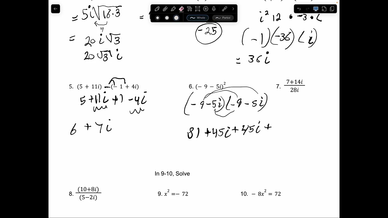 Pre quiz 4.2.  Complex numbers