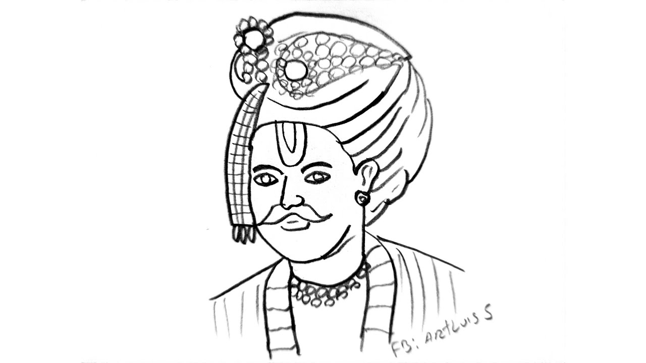 How to draw Krishna Deva Raya