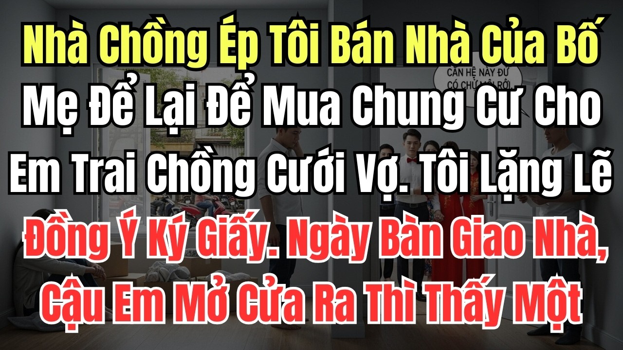 Nhà Chồng Ép Tôi Bán Nhà Của Bố Mẹ Để Lại Để Mua Chung Cư Cho Em Trai Chồng Cưới Vợ  Tôi Lặng Lẽ Đồn