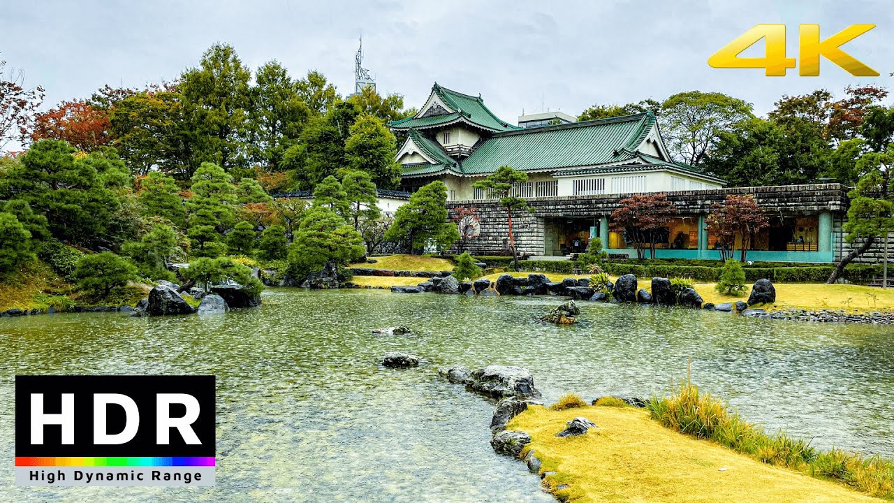 【4K HDR】Rainy Walk in Toyama Castle Park 富山城址公園 - Japan Walking Tour -2020