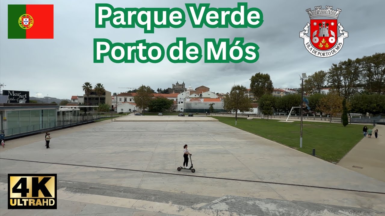 Caminhando pelo parque verde, Porto de Mós, Leiria, Portugal 🇵🇹 4K virtual tour. Walking in Portugal