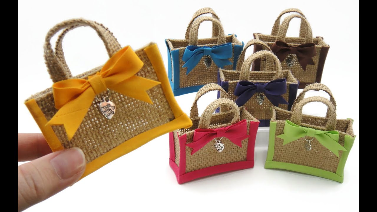 DIY Miniature Craft - Mini Jute Hemp Tote Bag