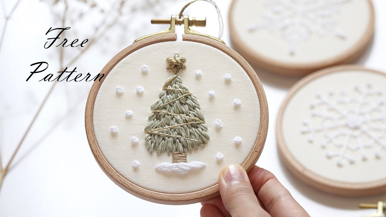 Free pattern, Christmas tree! Beginner friendly embroidery