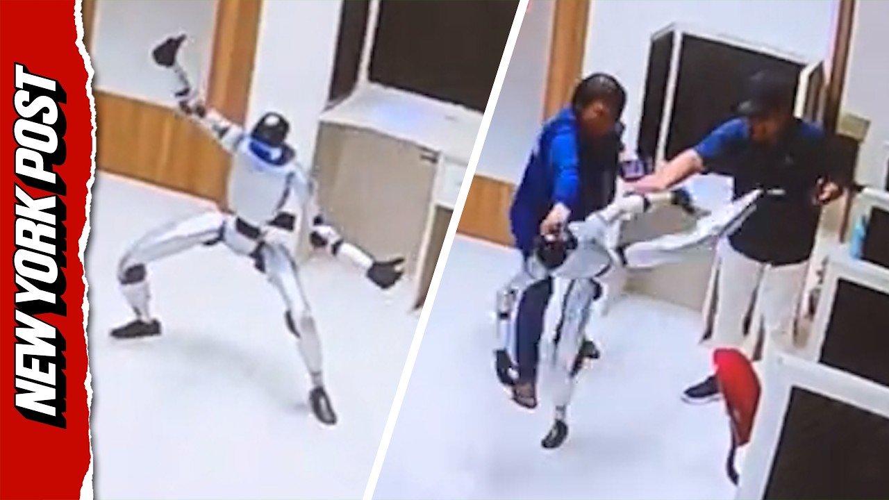 Rogue Robot Launches Kung Fu Kicks, While Handlers Attempt to Subdue It