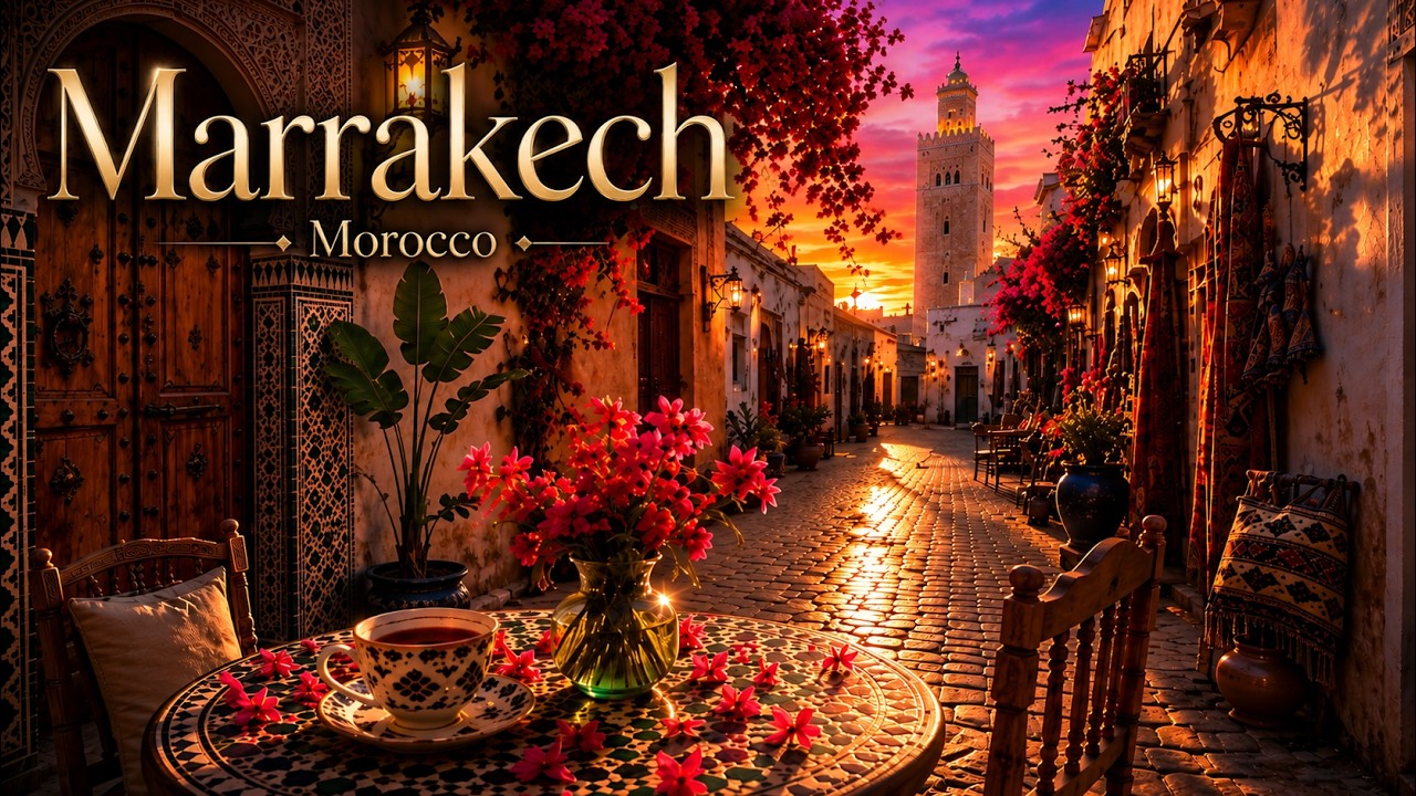 Morocco | A Peaceful Day in Marrakech &bull; Relaxing Jazz & Cozy Riad Ambience for Study, Work & Sleep