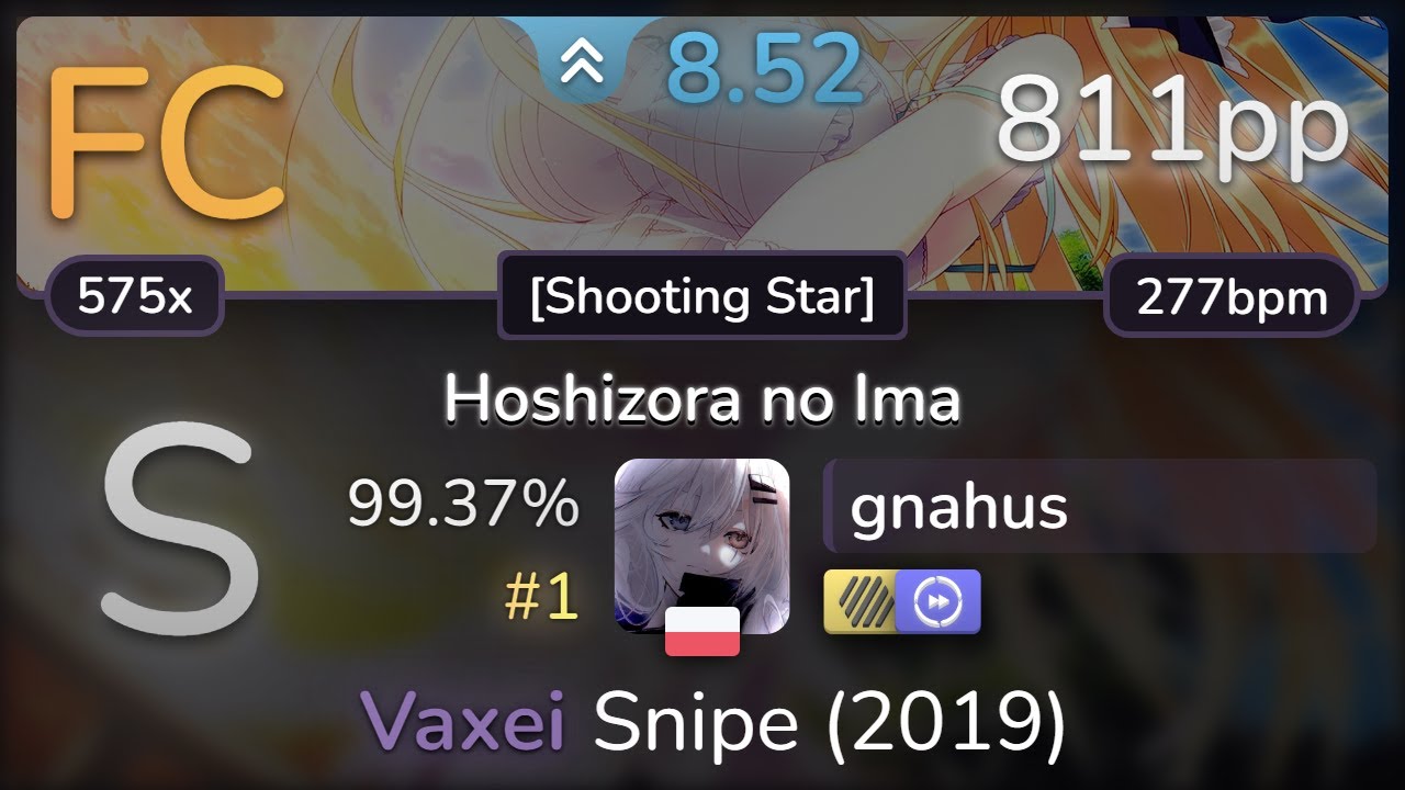gnahus | Sagara Kokoro - Hoshizora no Ima [Shooting Star] +HDDT 99.37% (#1 811pp FC) - osu!