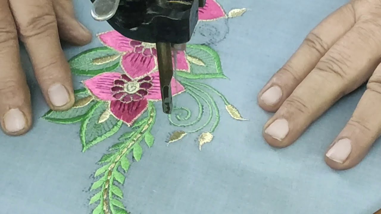 Machine Embroidery shadow work flower design