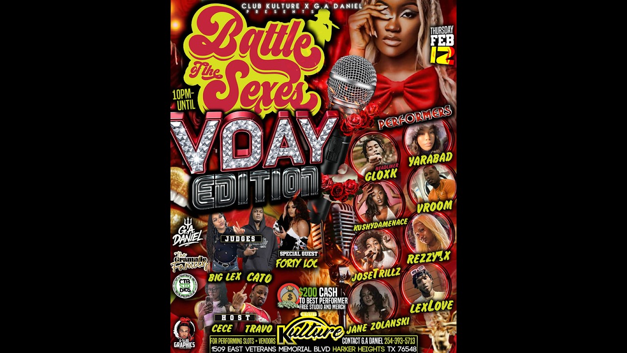 Battle of the Sexes All Performances  (Killeen TX) Feb 12th 2026