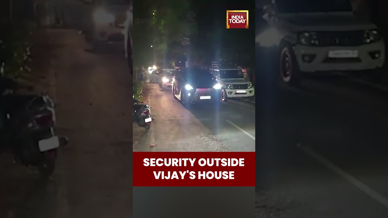 Visuals of Security outside TVK Chief and Actor Thalapathy Vijay's Residence | #shorts