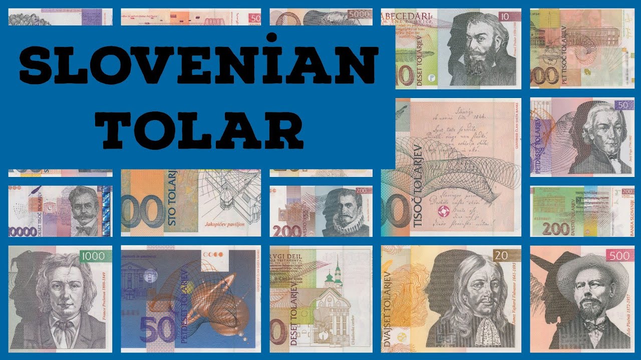 Slovenian currency before the Euro. 1992 Series. Slovenian Tolar Last Banknotes. Slovenian money.