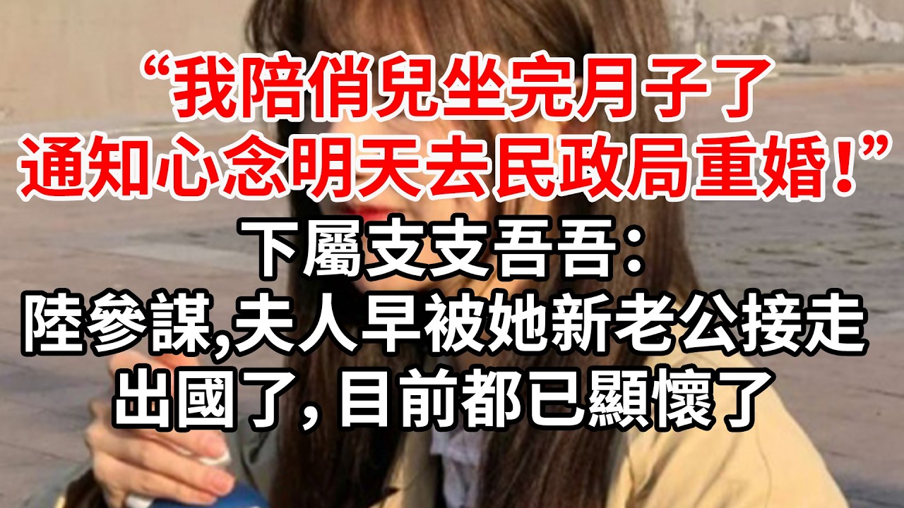 “我陪俏兒坐完月子了，通知心念明天去民政局重婚！”下屬支支吾吾：陸參謀，夫人早被她新老公接走出國了，目前都已顯懷了